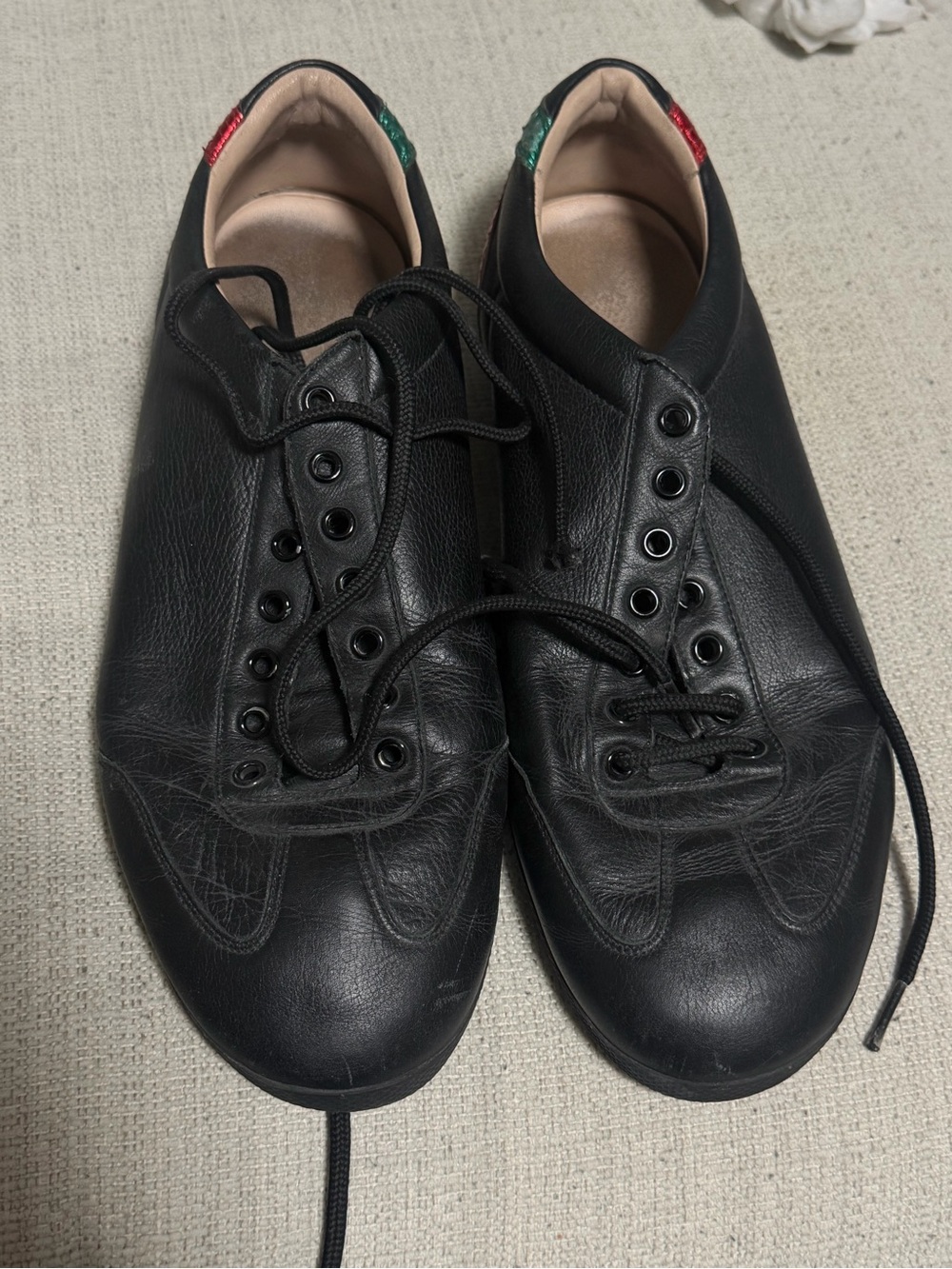GUCCI Men's Black Leather Lace-Up Derby Shoes